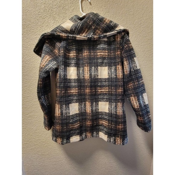 Ellen Reyes Womens SZ PS Brown Gray Plaid Fleece Shawl Collar Coat Soft Cozy - Picture 5 of 5